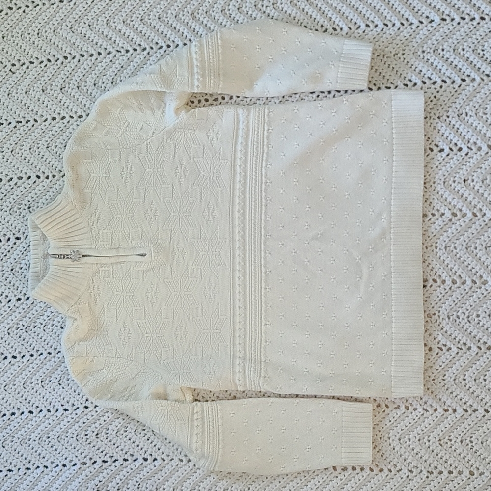 Cream Off White Cozy Mock Neck Sweater Ski Chalet Scandic Winter Chic Apres Ski